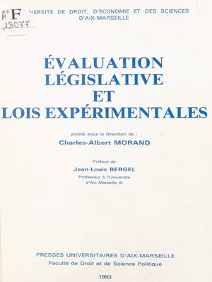 cover image of Évaluation législative et lois expérimentales